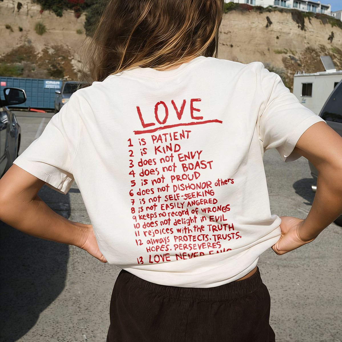 Love 1 Is Patient 2 Is Kind 3 Does Not Envy 4 Does Not Boast 5 Is Not Proud 6 Does Printed Women's T-shirt