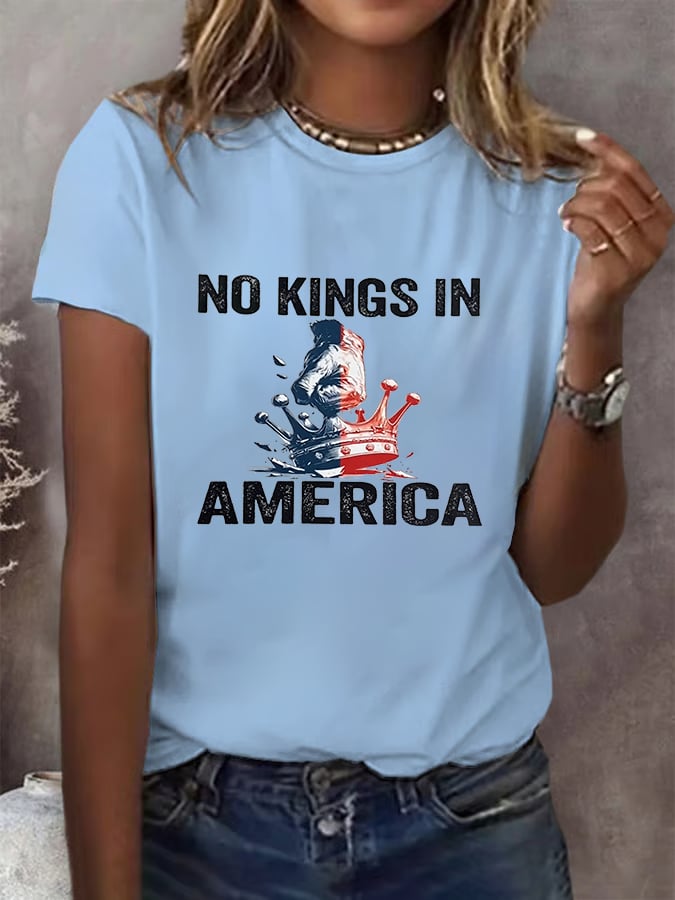 No Kings In America Print T-shirt