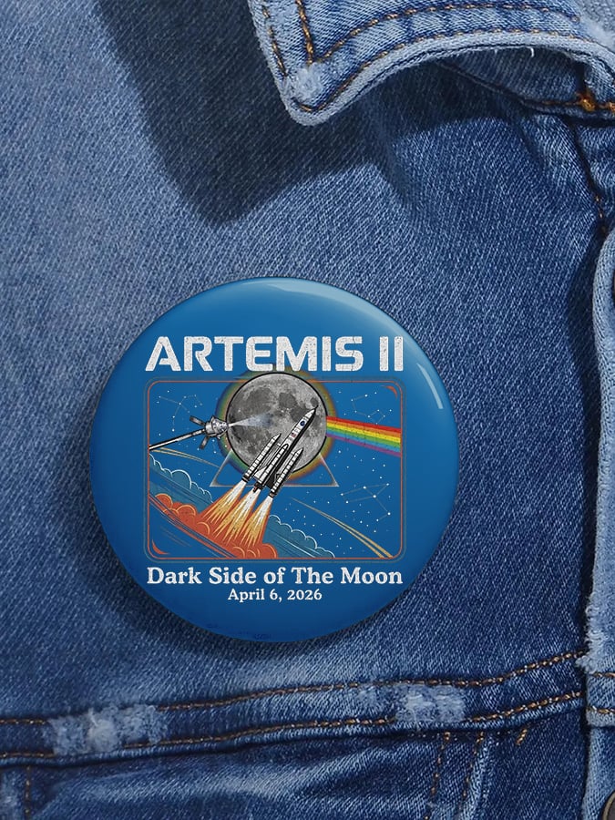 Unisex Retro Artemis II Dark Side Of The Moon Pin-Back Button