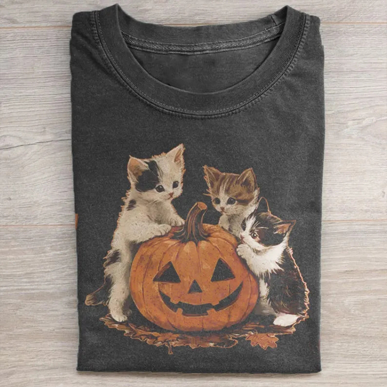 Vintage 90s Cat Halloween T-shirt