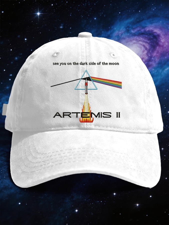 Retro Artemis II See You On The Dark Side Of The Moon Print Baseball Cap