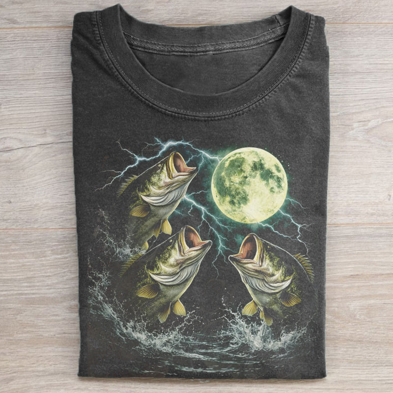 Bass Fish Moon 90s Vintage T-shirt