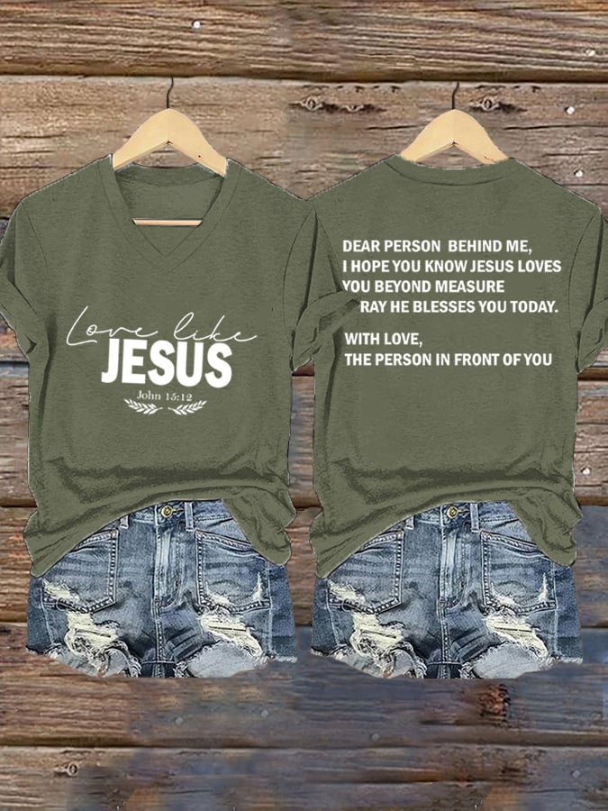 Women's Love Like Jesus Print Casual T-Shirt