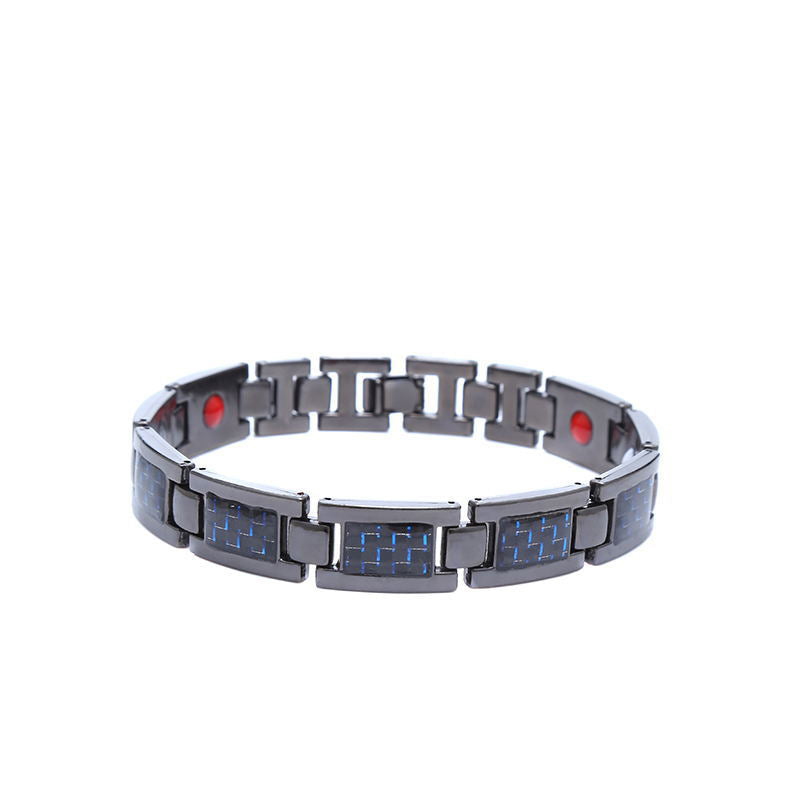 Titanium steel magnetic healing stone carbon fiber energy bracelet-Black