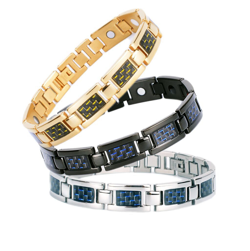 Cool gold titanium steel carbon fiber magnet bracelet