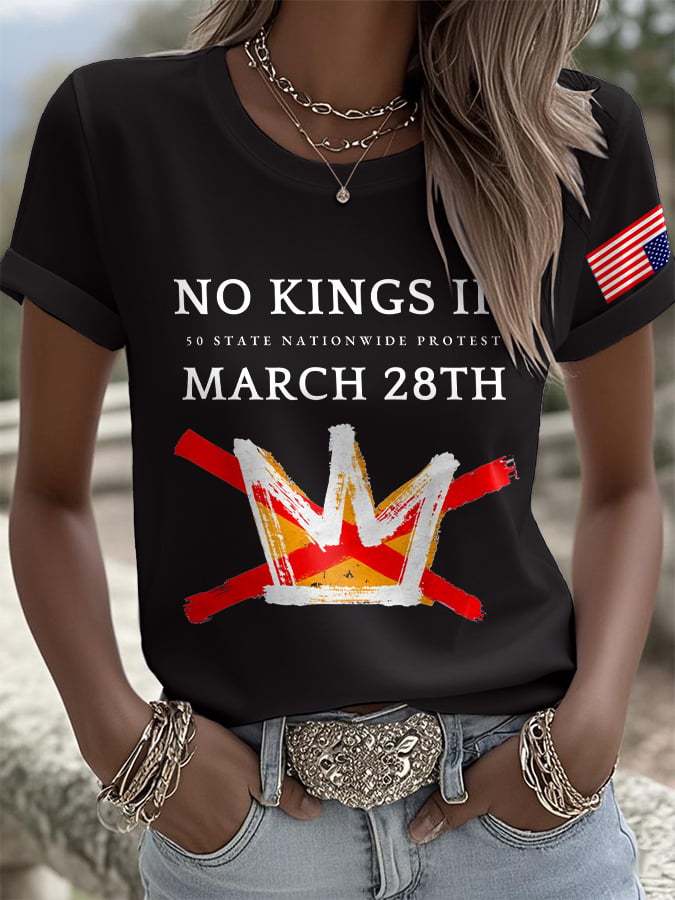 🔥Buy 3 Get 15% Off Retro No Kings III 50 State Nationwide Protest March 28th Print T-Shirt