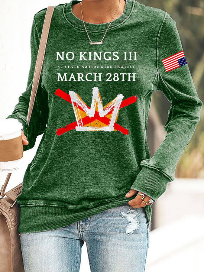 🔥Buy 3 Get 15% Off Retro No Kings III 50 State Nationwide Protest March 28th Print Sweatshirt