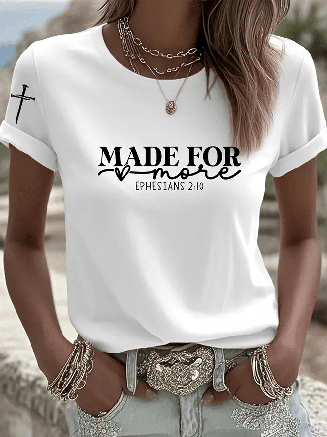 Women's Made for More Ephesians 2:10 Faith Cross Short Sleeve T-Shirt