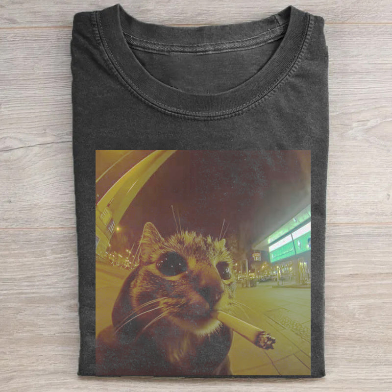 Fuuny Cat Smoking T-shirt