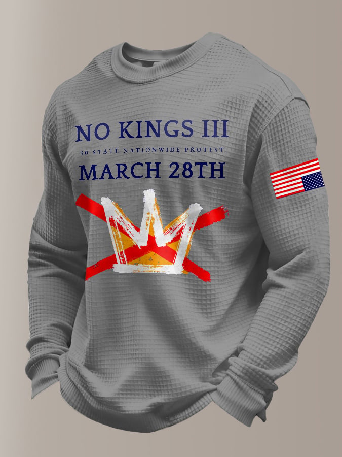 🔥Buy 3 Get 15% Off Men's Retro No Kings III 50 State Nationwide Protest March 28th Print Sweatshirt