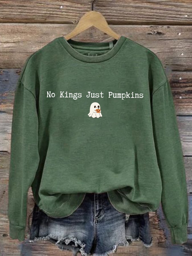 🔥Buy 3 Get 15% Off🔥Women's No Kings Just Pumpkin Printed Sweatshirt
