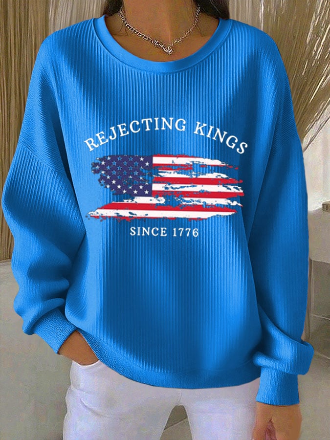 🔥Buy 3 Get 15% Off🔥Women's Rejecting Kings Since 1776 Print Casual Sweatshirt