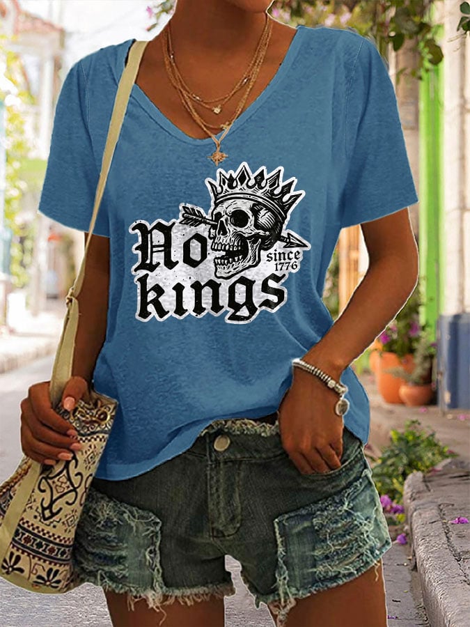 🔥Buy 3 Get 15% Off🔥Women's Casual Retro Reject The King Print T-Shirt