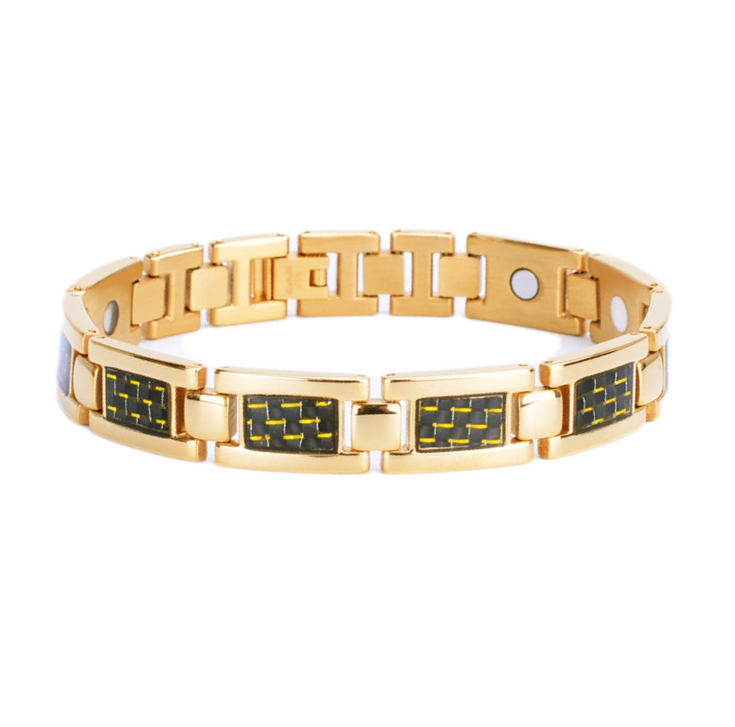 Cool gold titanium steel carbon fiber magnet bracelet