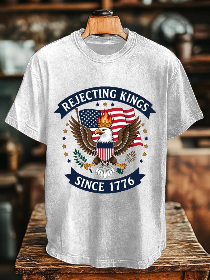 🔥Buy 3 Get 15% Off🔥Men's “Rejecting Kings Since 1776” Print T-Shirt