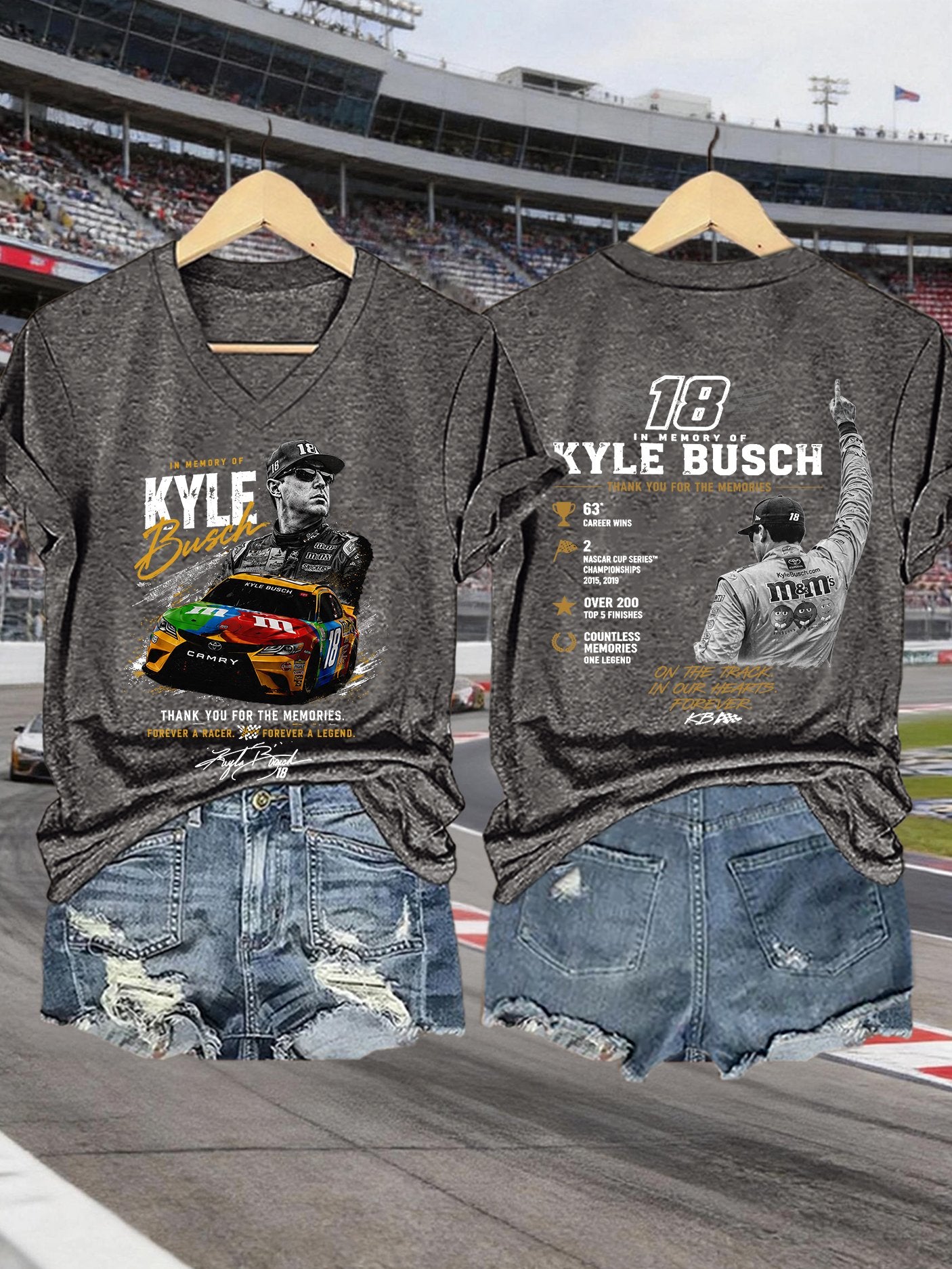 Women's Racing Legend Memorial Print Casual T-shirt