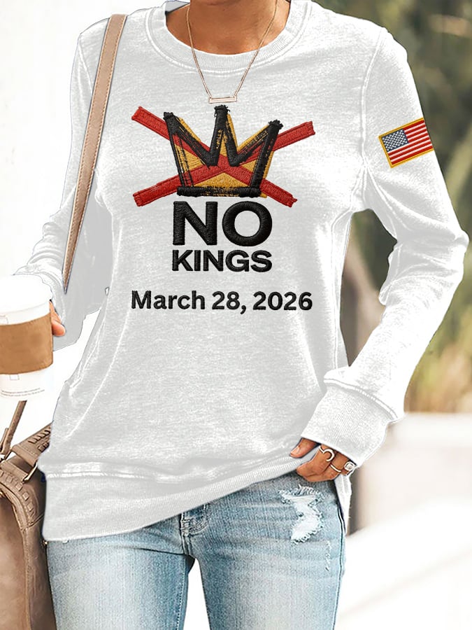 Retro No Kings Day March 28 2026 Print Sweatshirt