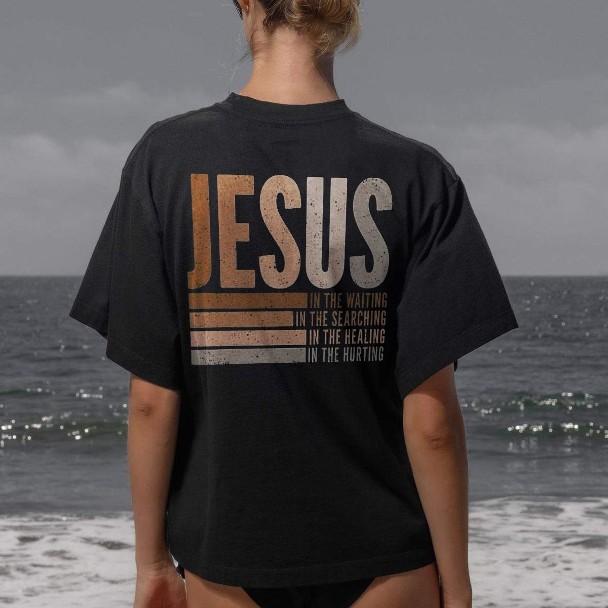 Jesus In The Waiting In The Searching In The Healing In The Hurting Printed Women's T-shirt