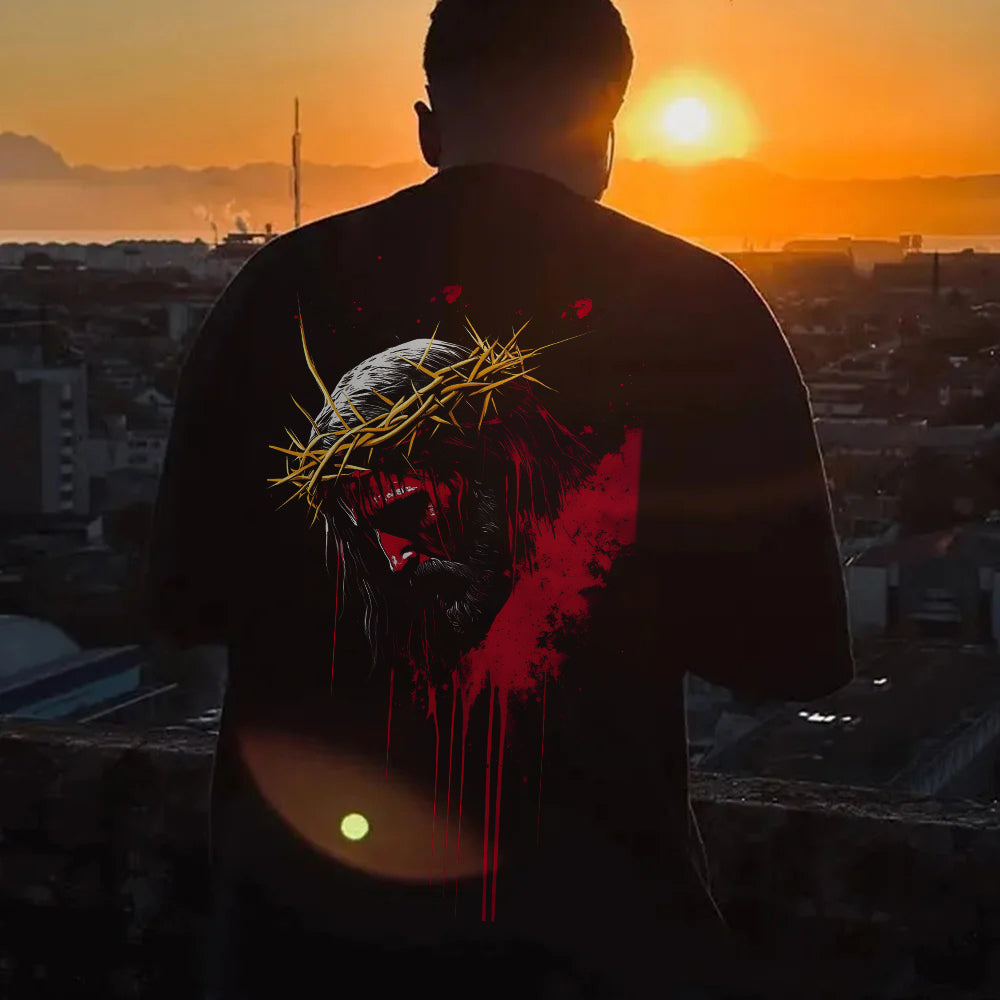 Bloody Crown Of Thorns Printed Men's T-shirt
