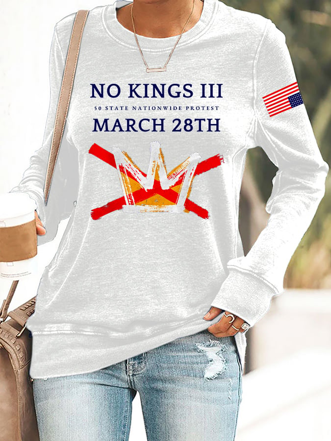 🔥Buy 3 Get 15% Off Retro No Kings III 50 State Nationwide Protest March 28th Print Sweatshirt
