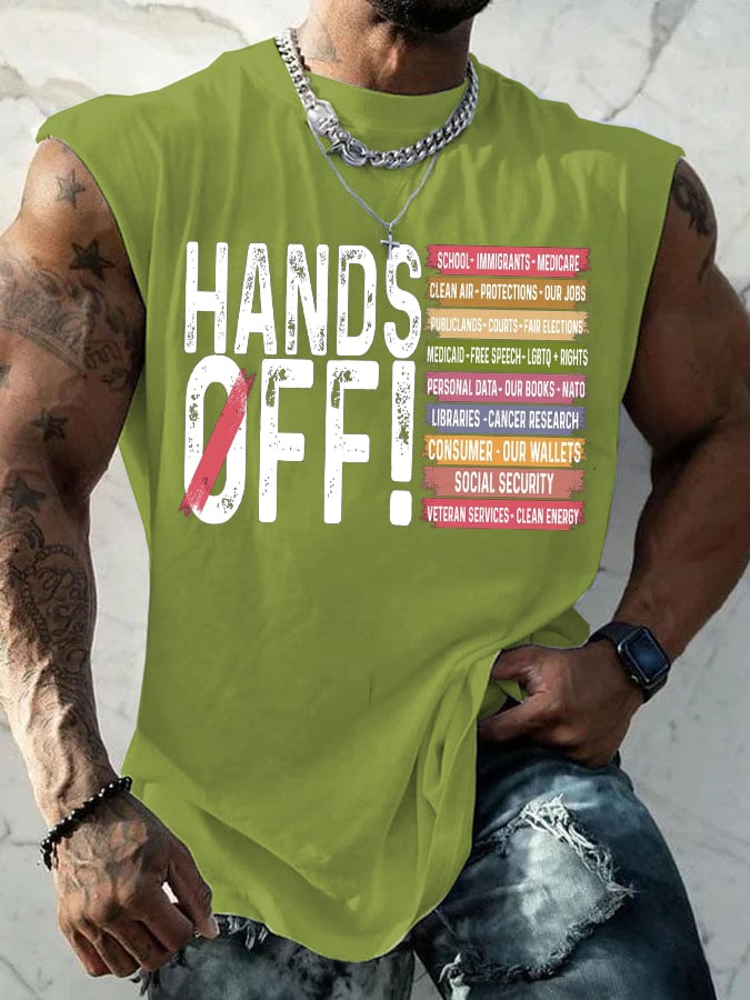 🔥Buy 3 Get 15% Off🔥Men'S Retro Hands Off Protest Print Tank Top