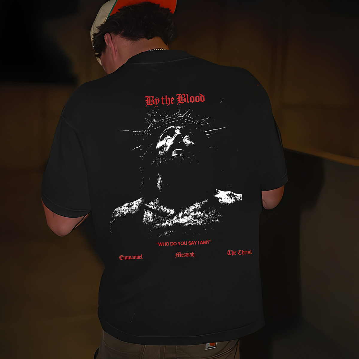 By The Blood Who Do You Say I Am Printed Men's T-shirt