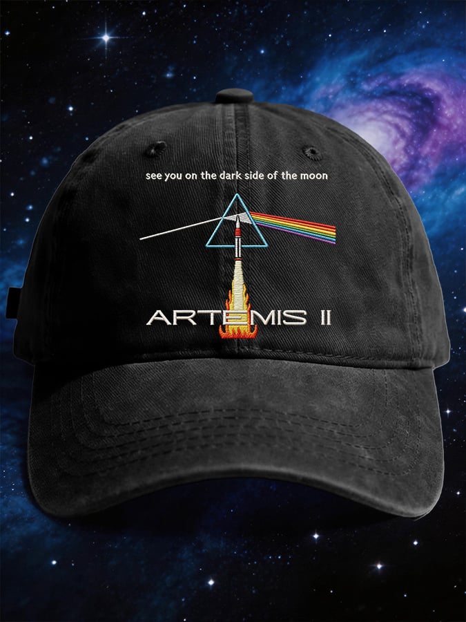 Retro Artemis II See You On The Dark Side Of The Moon Print Baseball Cap
