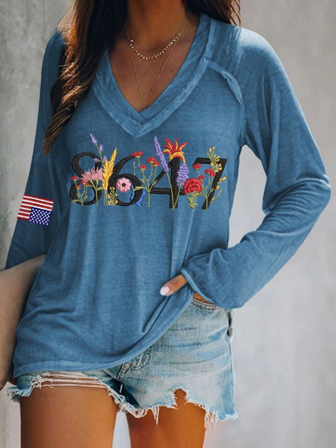 Women's Fashion Flag Print Casual T-shirt