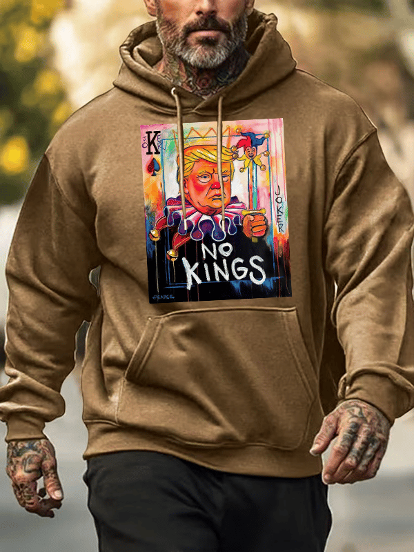 Men's No Kings In America Print Casual Hoodie