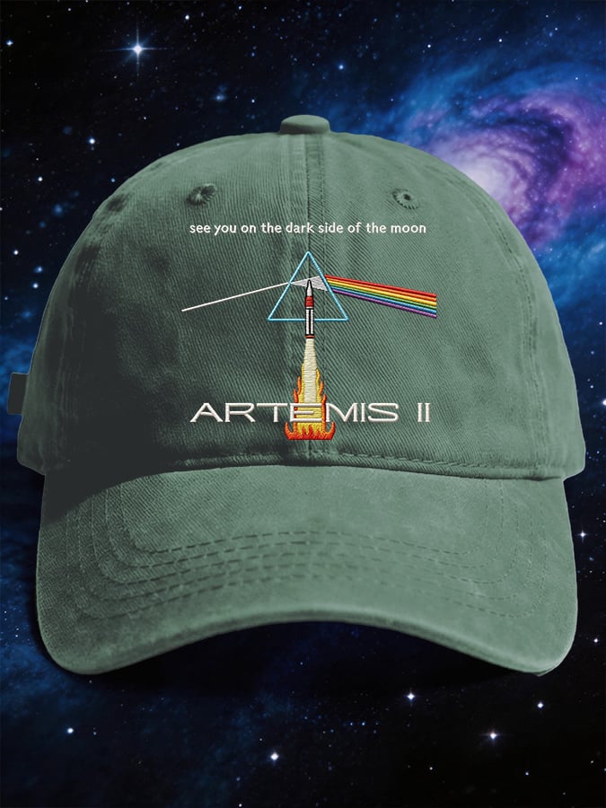 Retro Artemis II See You On The Dark Side Of The Moon Print Baseball Cap