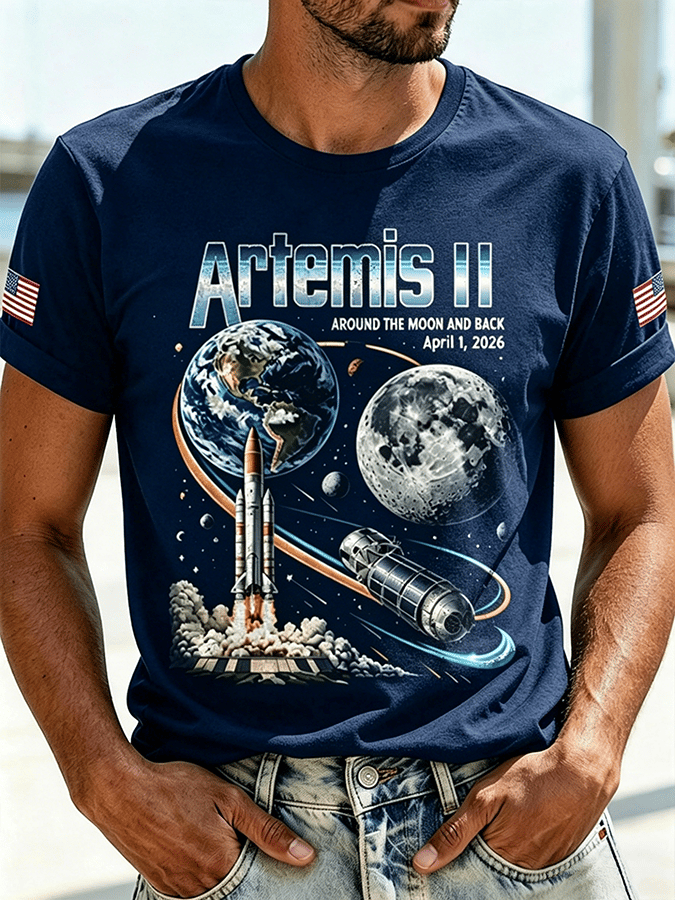Men's Artemis II Mission Lunar Orbiting Short-Sleeve T-Shirt