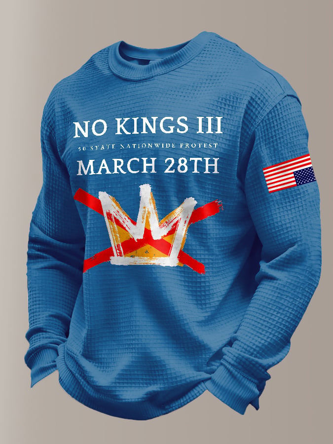 🔥Buy 3 Get 15% Off Men's Retro No Kings III 50 State Nationwide Protest March 28th Print Sweatshirt