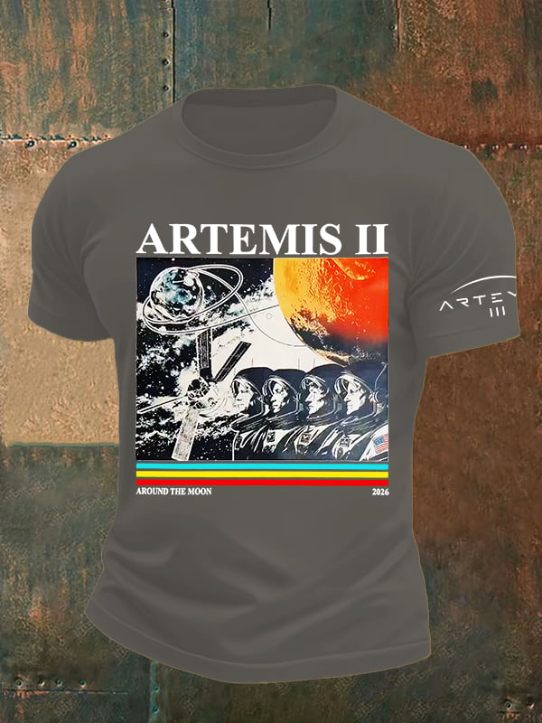 Men's Lunar Landing Character Print T-Shirt