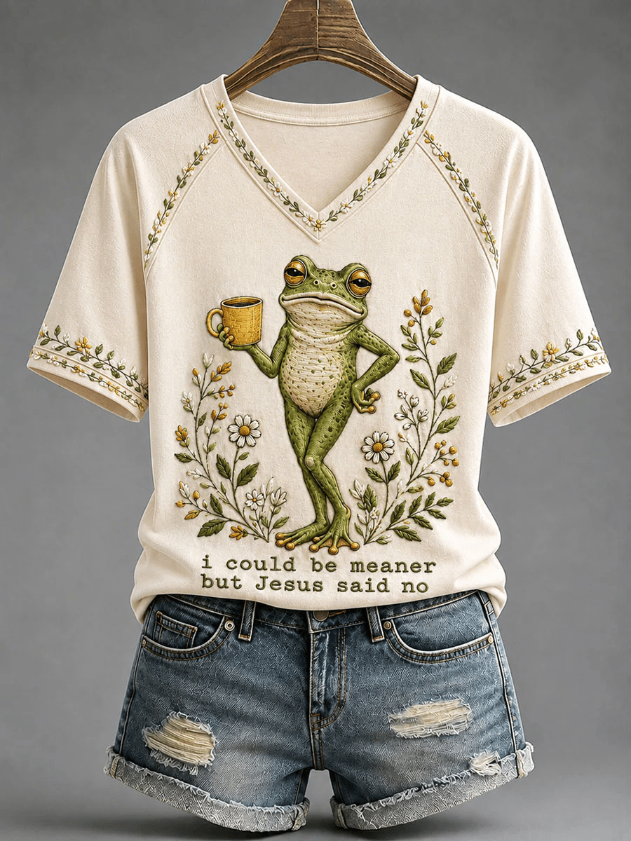Women's I Could Be Meaner But Jesus Said No Printing T-Shirts