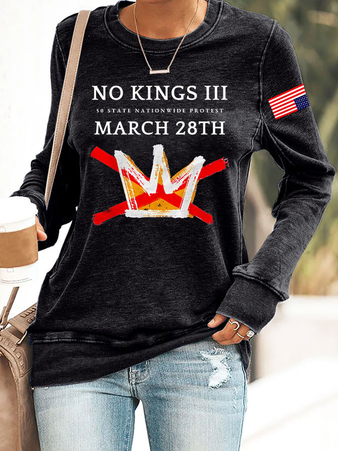 🔥Buy 3 Get 15% Off Retro No Kings III 50 State Nationwide Protest March 28th Print Sweatshirt