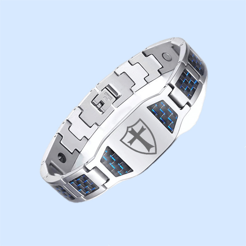 Charcoal fiber men's cross titanium magnet bracelet