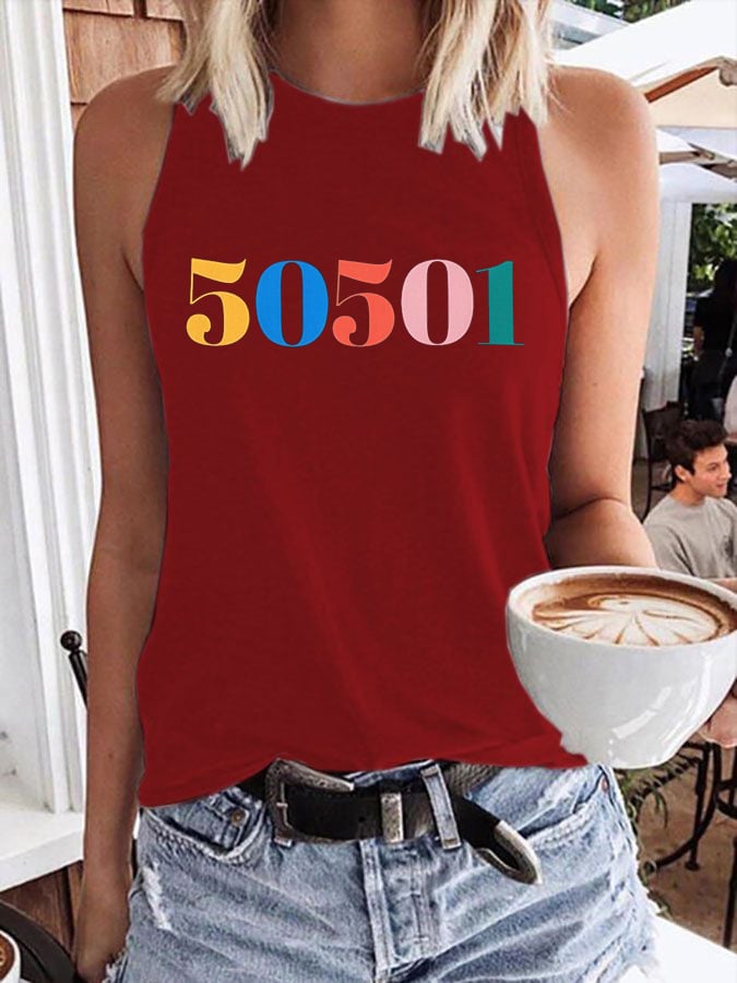 🔥Buy 3 Get 15% Off🔥Women's 50 Protests 50 States 1 Movement Print Crew Neck Tank Top