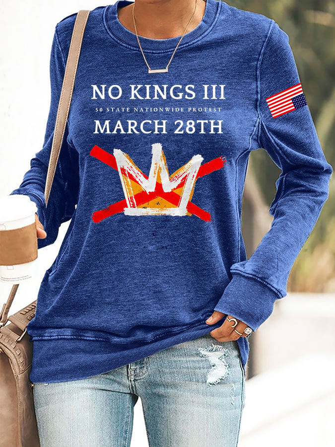 🔥Buy 3 Get 15% Off Retro No Kings III 50 State Nationwide Protest March 28th Print Sweatshirt