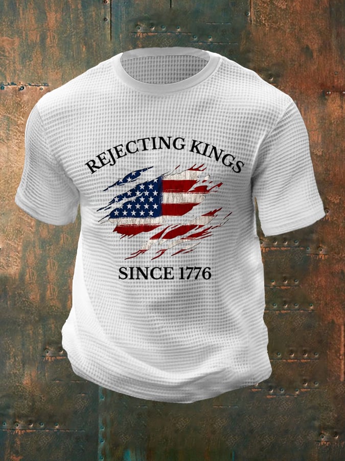 🔥Buy 3 Get 15% Off🔥Men's “Rejecting Kings Since 1776” Waffle T-Shirt