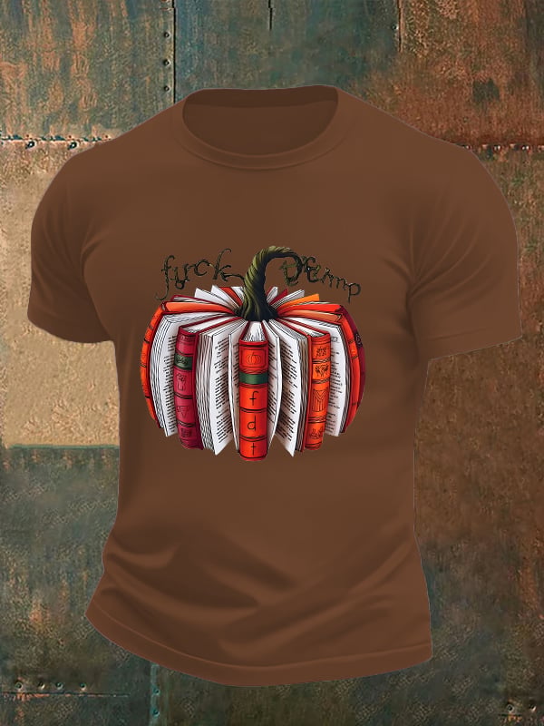Men's Fall Book Pumpkin DTF transfer - FDT, Fall Aesthetic print T-Shirt