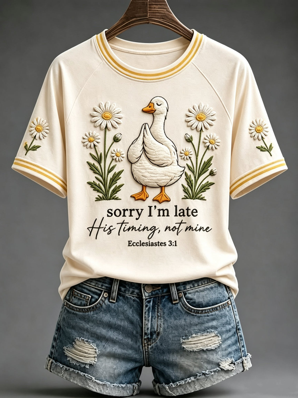 Women's Sorry I'm Late His Timing, Not Mine Ecclesiastes 3:1 Printed Casual Tops
