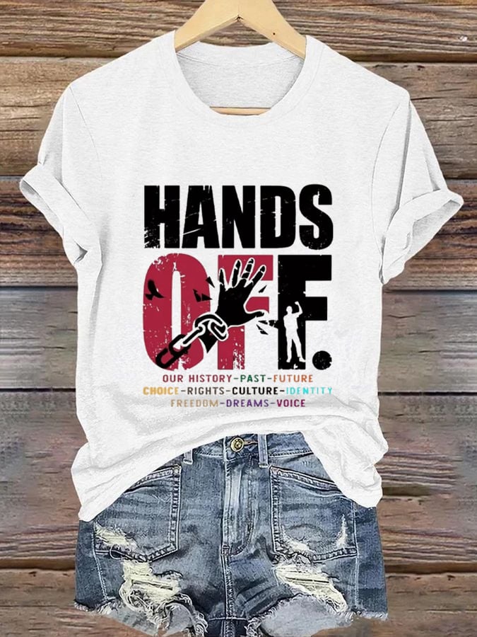 🔥Buy 3 Get 15% Off🔥Women's Hands Off Protest Print Casual T-Shirt
