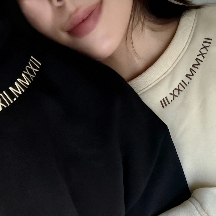 Cutest Custom Roman Numeral Embroidered Matching Sweatshirt, Personalized Couples Gifts