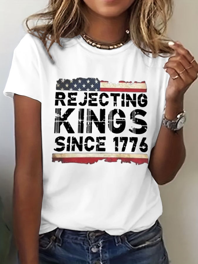 🔥Buy 3 Get 15% Off🔥Women's Rejecting Kings Since 1776 Print T-Shirt
