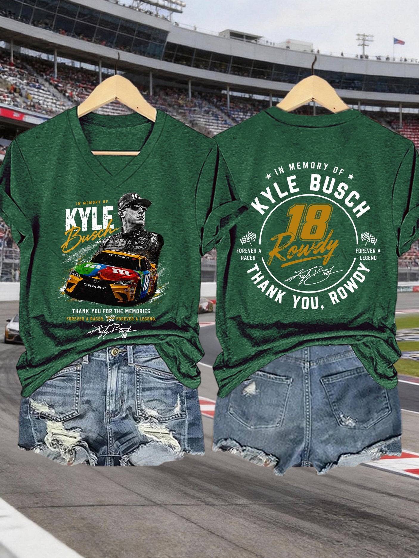 Women's Racing Legend Memorial Print Casual T-shirt