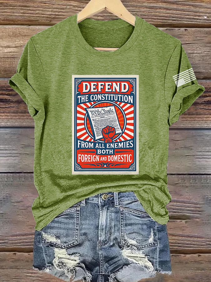 🔥Buy 3 Get 15% Off🔥Retro Defend The Constitution From All Enemies Both Foreign And Domestic Print T-Shirt