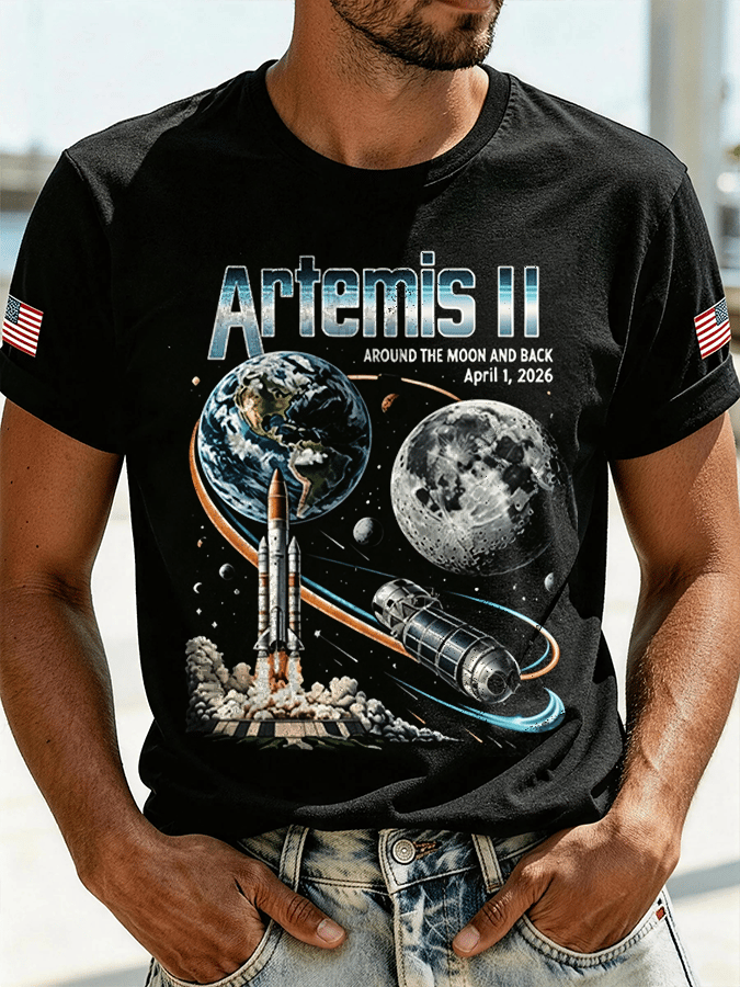 Men's Artemis II Mission Lunar Orbiting Short-Sleeve T-Shirt