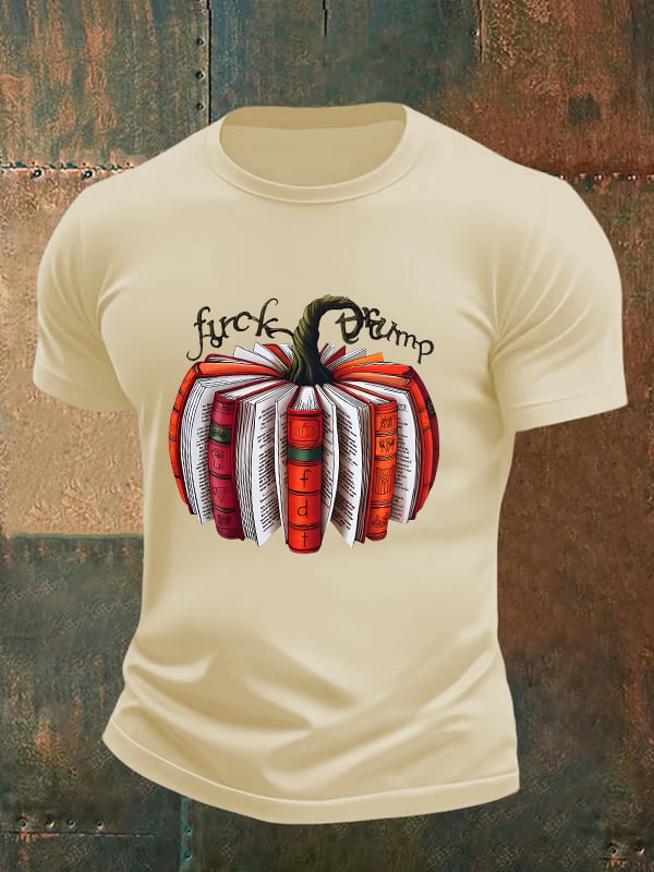 Men's Fall Book Pumpkin DTF transfer - FDT, Fall Aesthetic print T-Shirt