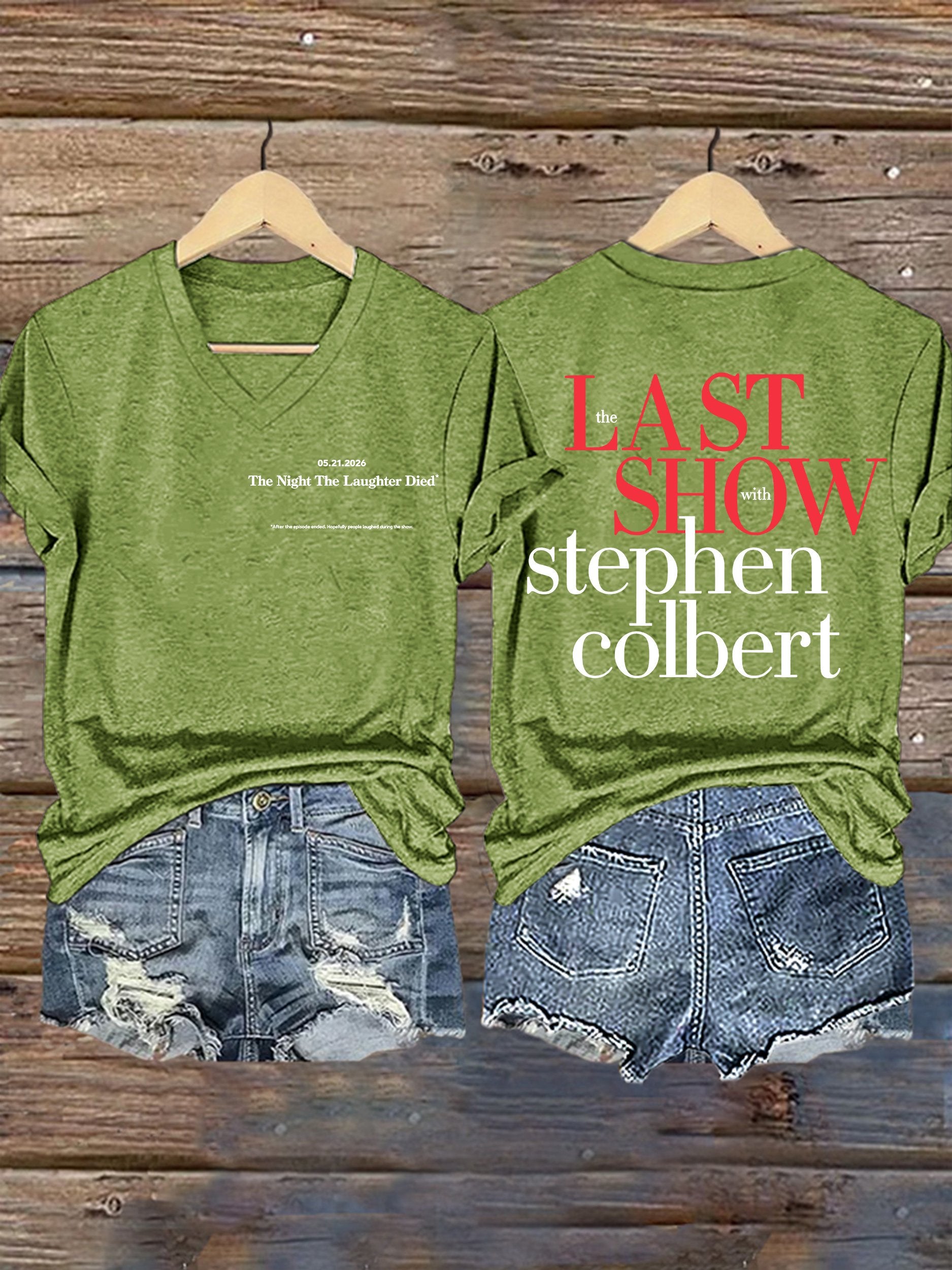 V-Neck Retro Last Show 05.21.2026 The Night The Laughter Died After The Episode Ended. Hopefully People Laughed During The Show Print T-Shirt
