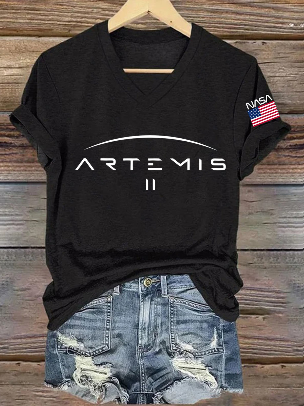 Women's Crewed Again Print V Neck T-shirt